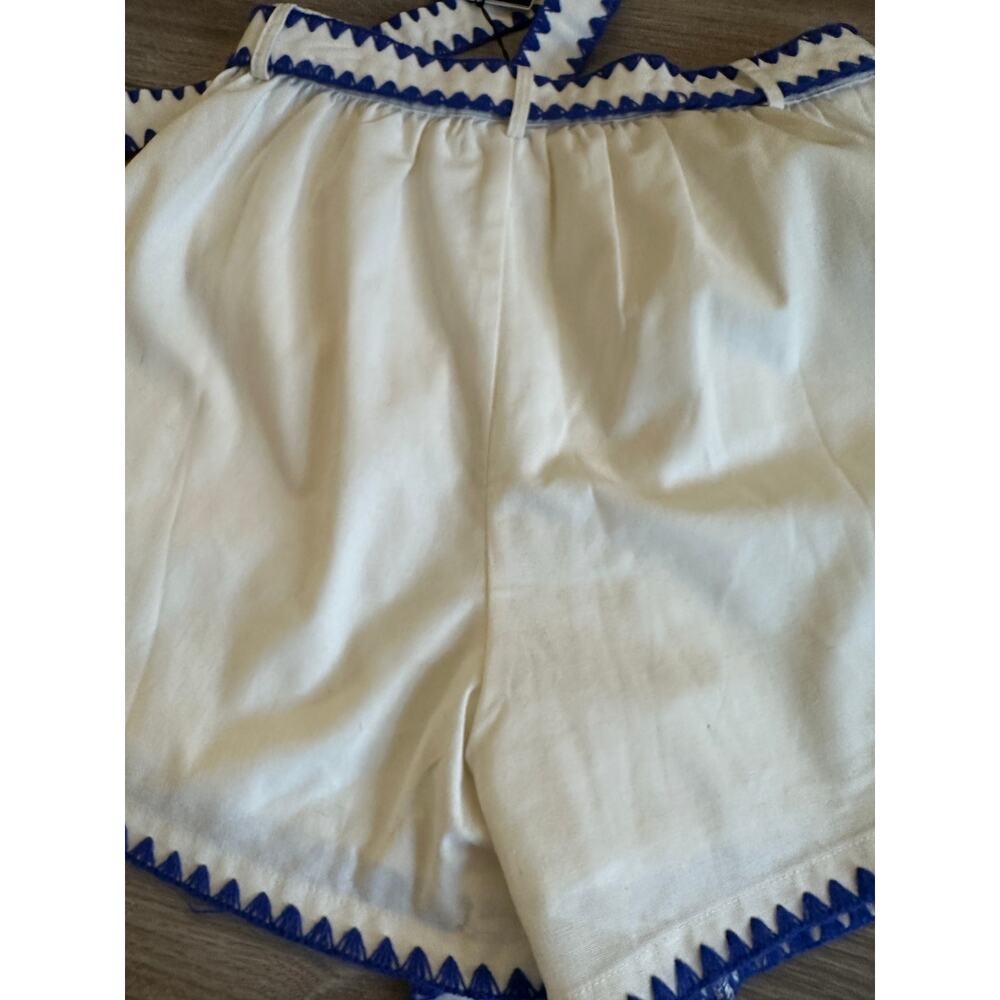 En Saison Donatella Cotton Linen Shorts Natural - Blue size Medium NWT - Picture 10 of 16